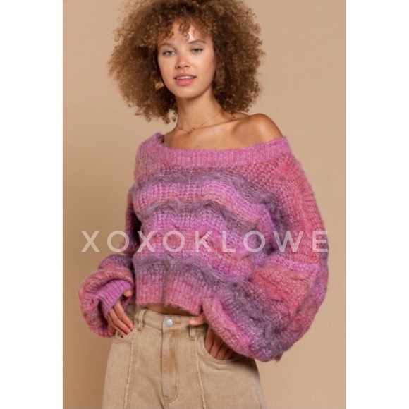 POL Pink Purple Balloon Sleeve Sweater - Picture 13 of 15